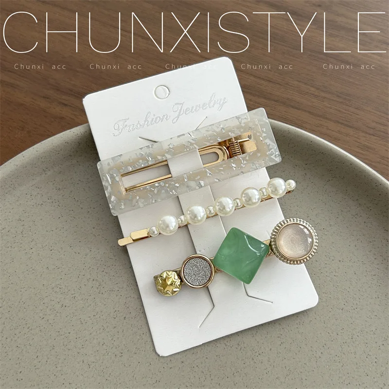 

Заколки для волос с жемчугом и акрилом, милые боковые заколки-невидимки, нескользящие зажимы для фиксации прядей у лица, аксессуары для женщин в стиле каваи