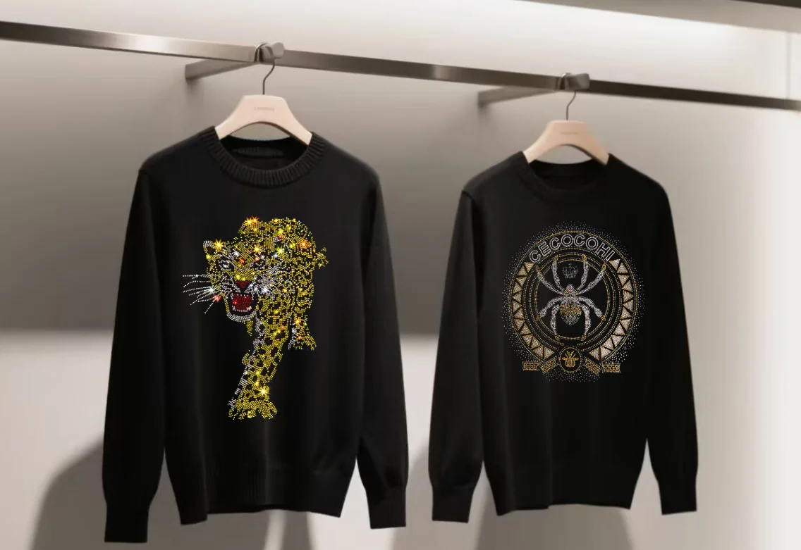 

Designer Rhinestone pullover sweater summer Hip Hop Male Brand Casual Tops
