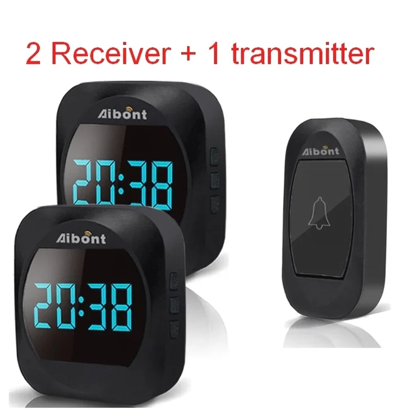 Waterproof Wireless Doorbell with Clock 60 Rings 5 Volume Chime 150M Remote Led Light Home Eu Plug  100-240V Door Bell for Home