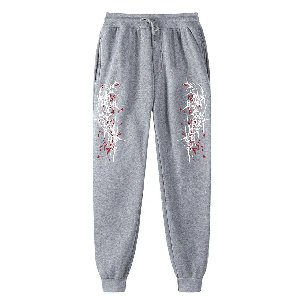 بنطال رجالي بتصميم برباط كبير الحجم للارتداء اليومي بنطال رياضي بطباعة شوكة بنطال رياضي مريح للركض #2