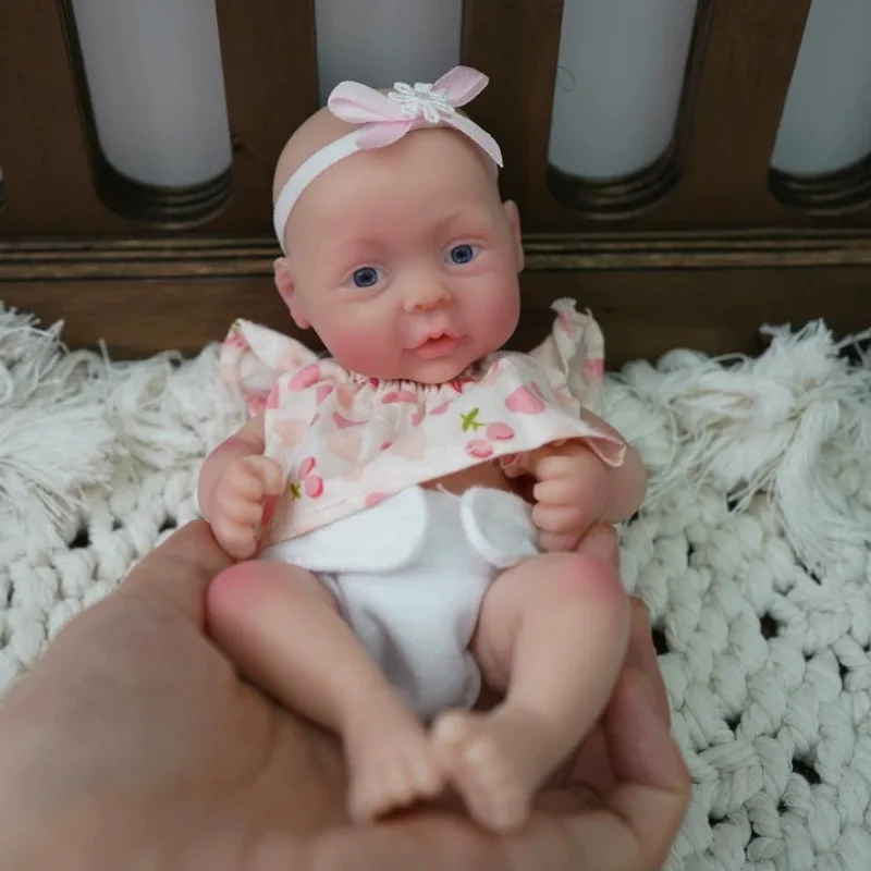 دمية أطفال من السيليكون مقاس 7 بوصة من Blrags دمية فتاة كاملة الجسم مصنوعة يدويًا من جديد