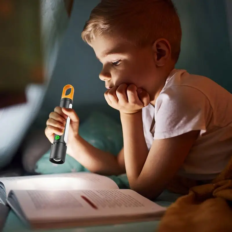 Powerful Flashlight Zoomable Flashlight Multi-functional Long-range Portable Strong Flashlight With Magnetic Hook And Side Light