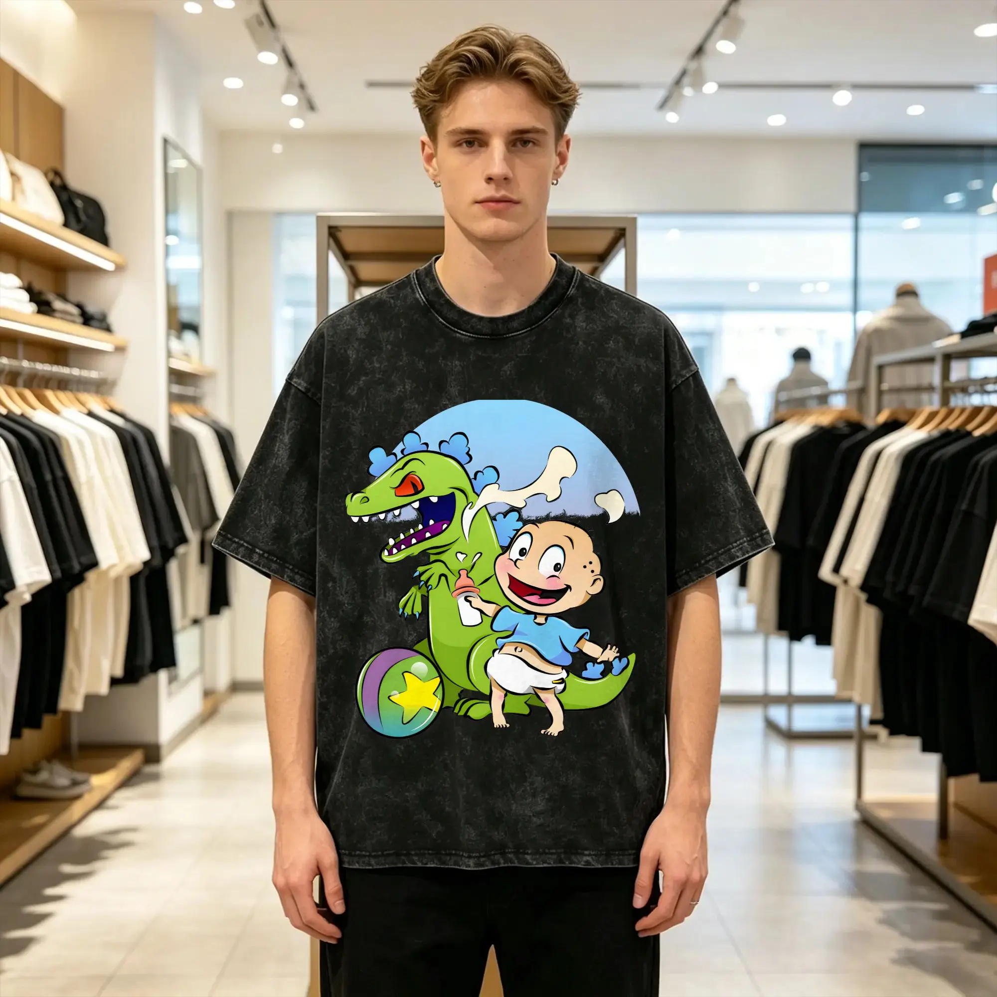 R-Rugrat T-Shirt Bald Baby  Hipster T-Shirts Short Sleeves Y2K Retro Tshirt Beach Casual O Neck Plus Size Tees