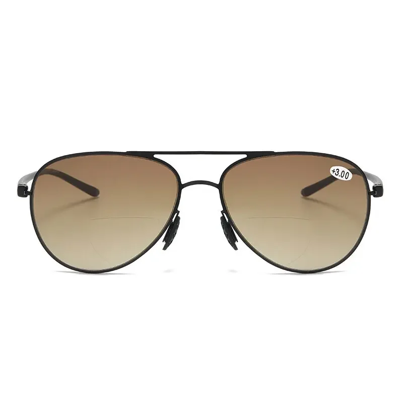 Bifokale +100~ +350 Herren-Lesebrille, Sonnenbrille, männlicher Look, weit und nah, blendfrei, Hyperopie-Brille +100 bis +350 – Detail 13
