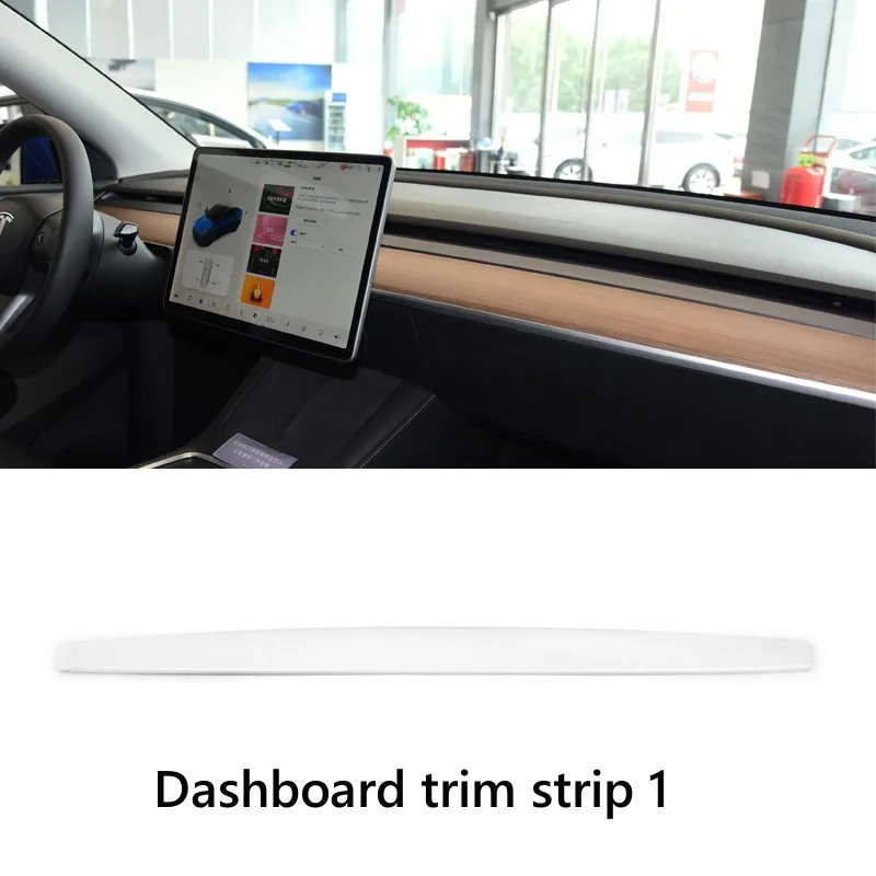 For Tesla Model Y 3 Central Control Dashboard Panel Door Water Cup Trim Strip  White Color Car Interior Accessories Modification