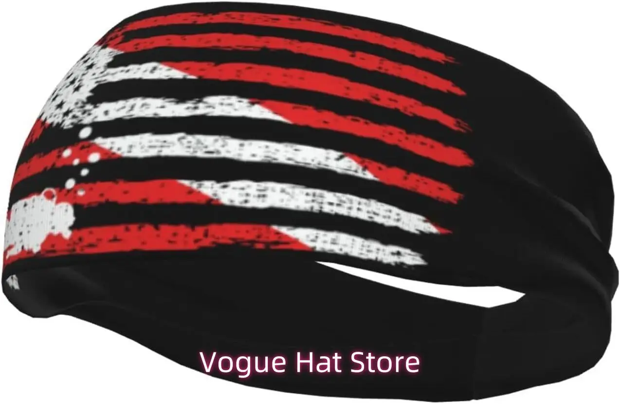 

Vintage American Diver Down Flag USA Scuba Diving Dive Flag Headbands Sports Non-Slip Tennis Workout Sweat Bands for Women Men