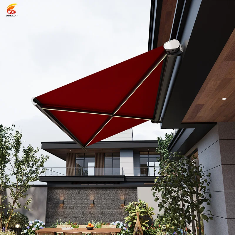 

Full Cassette Retractable Awning Electric With LED Light Waterproof For Garden