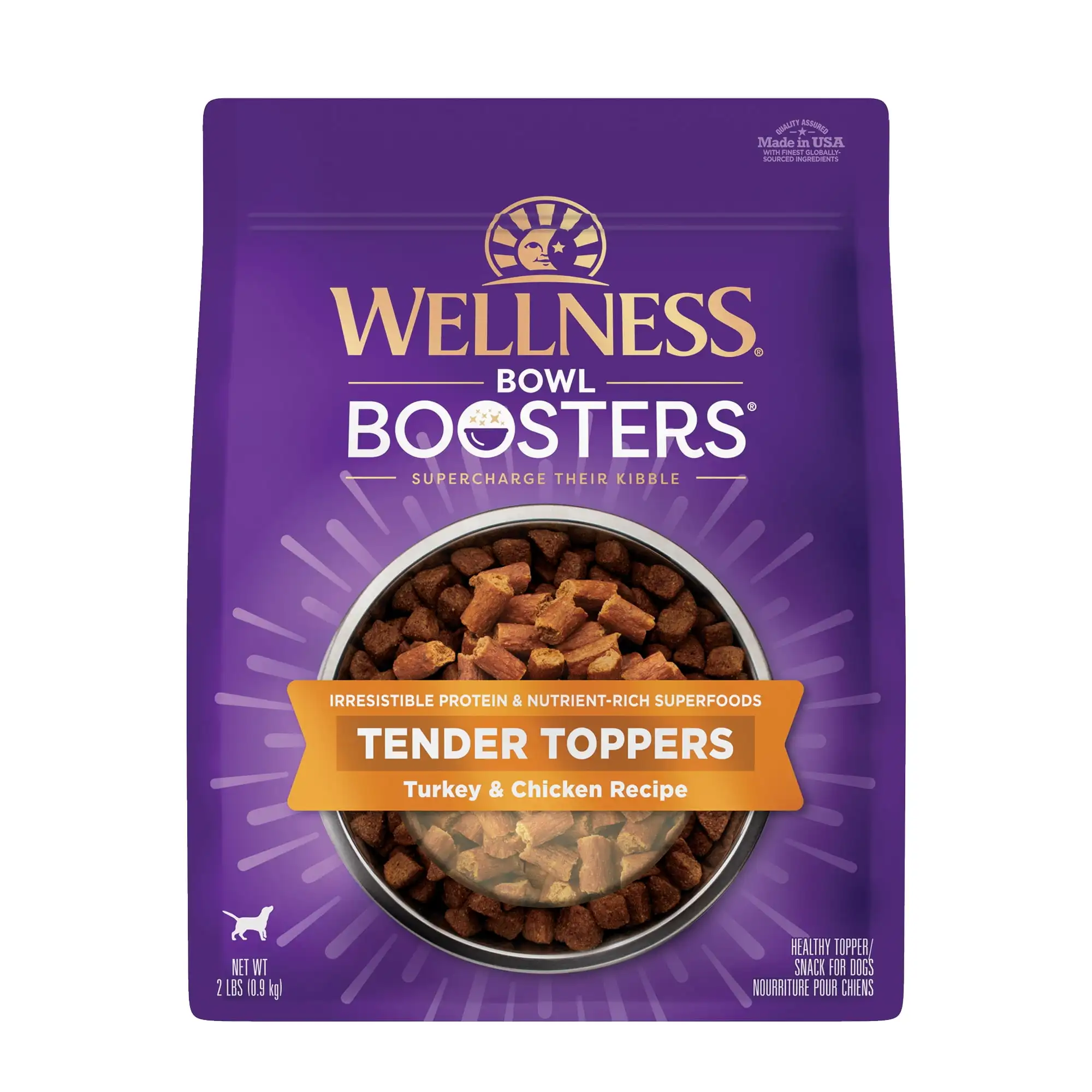 

Wellness Bowl Boosters Tender Toppers, Healthy Grain Free Dog Food Topper, Turkey & Chicken Recipe, 2 Pound Bag