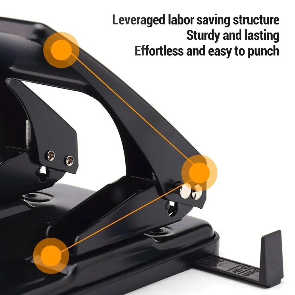 Durable Metal 2 Hole Punch 40 Sheet Capacity Stable Paper Punch 6mm Diameter Iron Material Hole Puncher Daily Use