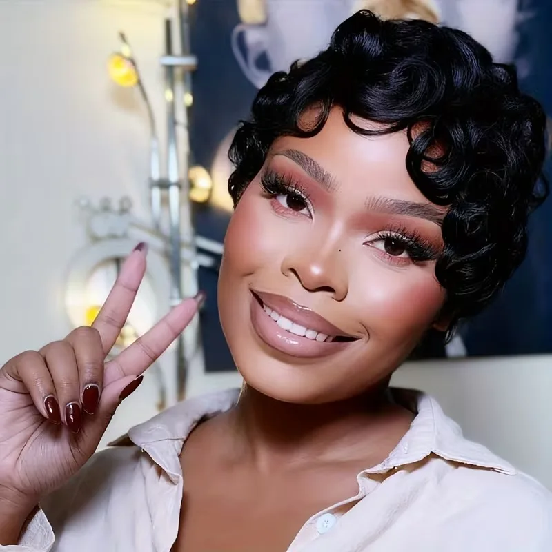 Curly Black Pixie W… - image