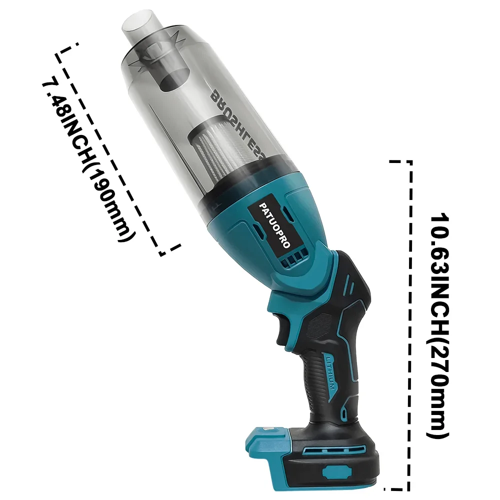 PATUOPRO Brushless Cordless Portable Electric Vacuum Cleaner Rechargeable Household Cleaning Tools Compatible Makita 18V Battery