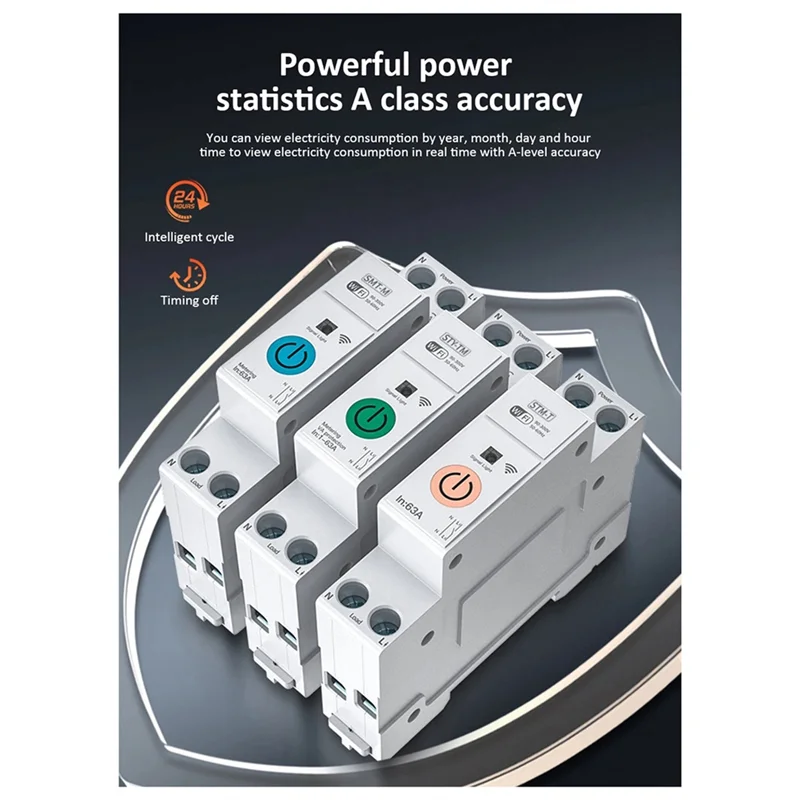 

BAAJ-Tuya Wifi Smart Circuit Breaker Power Metering Din Rail Remote Control Smart Home Kwh Metering Monitoring Timer Relay