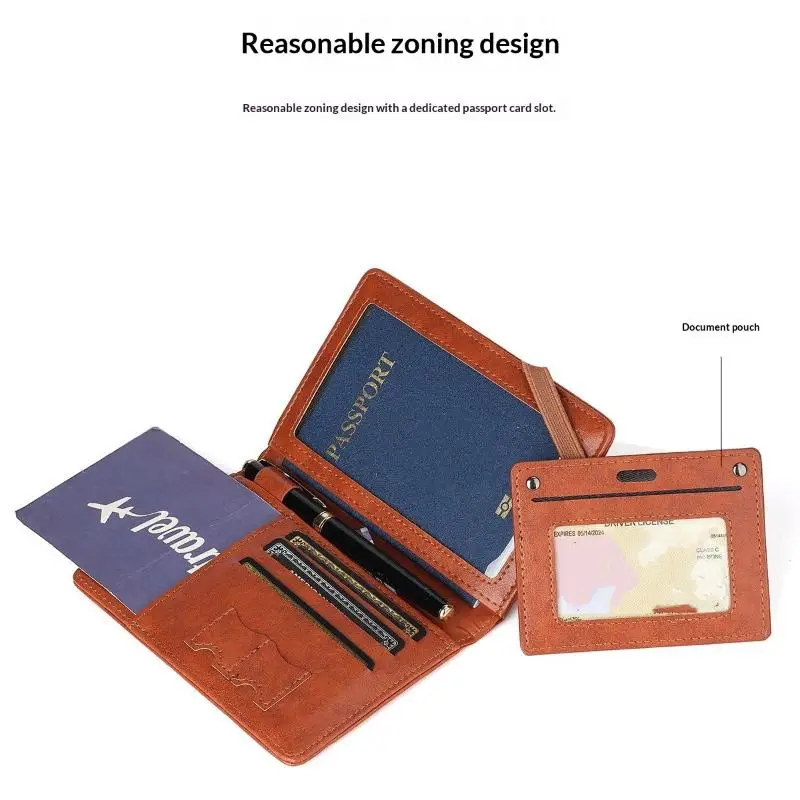 Women Men PU Passport Cover Passport Protector Multi-Function Credit ID Card Wallet Waterproof Business Document