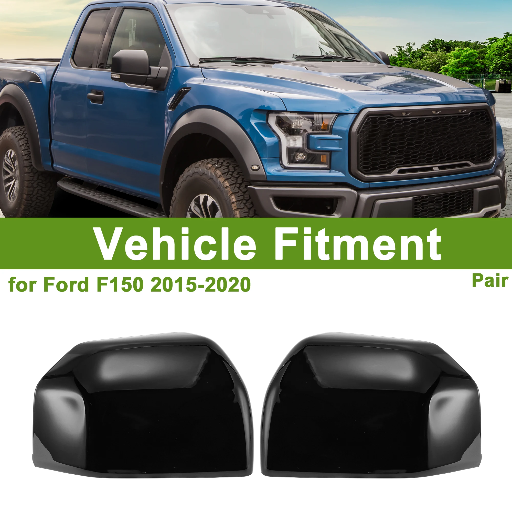 

UXCELL 1 пара левая и правая боковая крышка зеркала, сменная глянцевая черная крышка для Ford F150