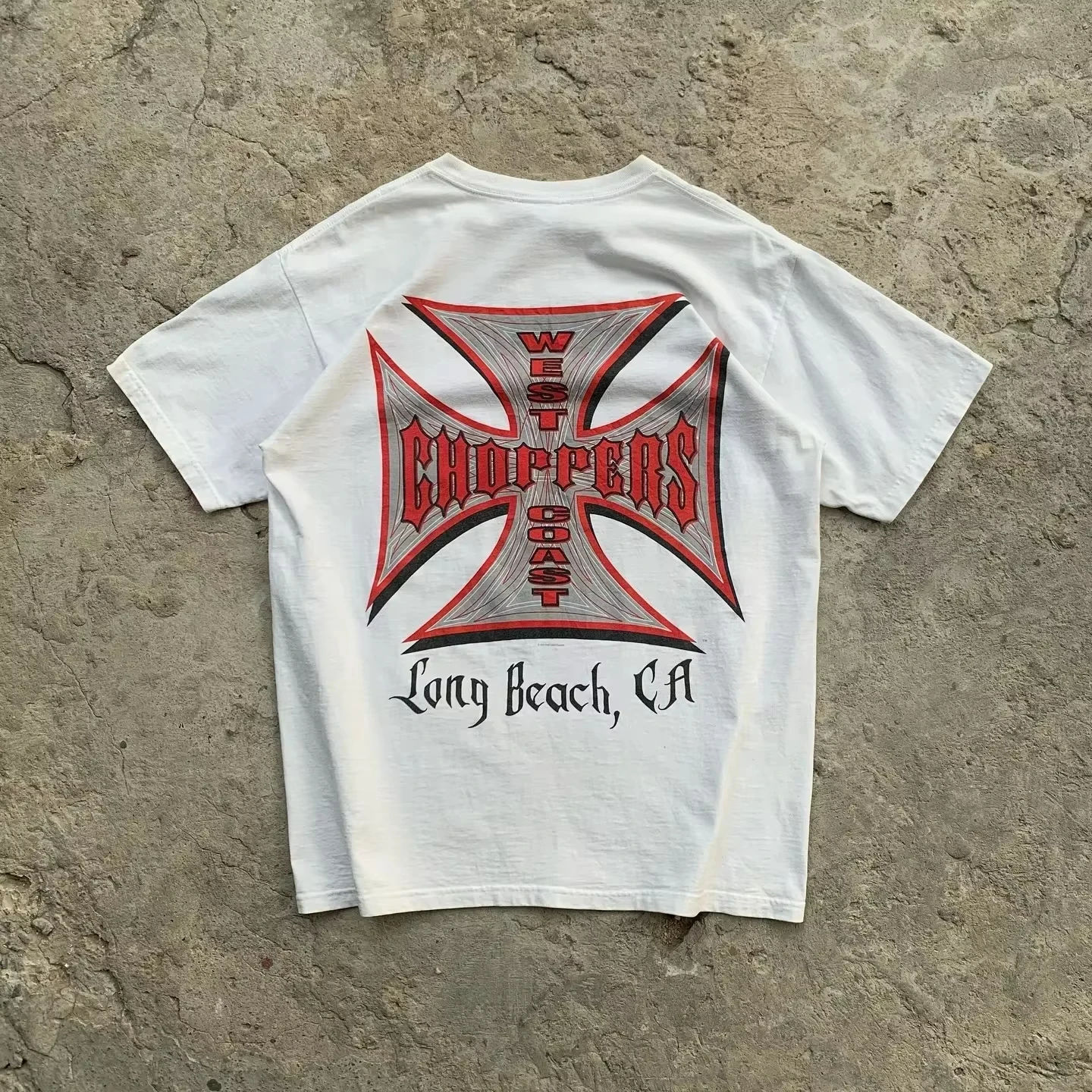 

Футболка с короткими рукавами и принтом West Coast Chopper Tide, винтажная уличная одежда, повседневная футболка, летняя удобная уличная одежда