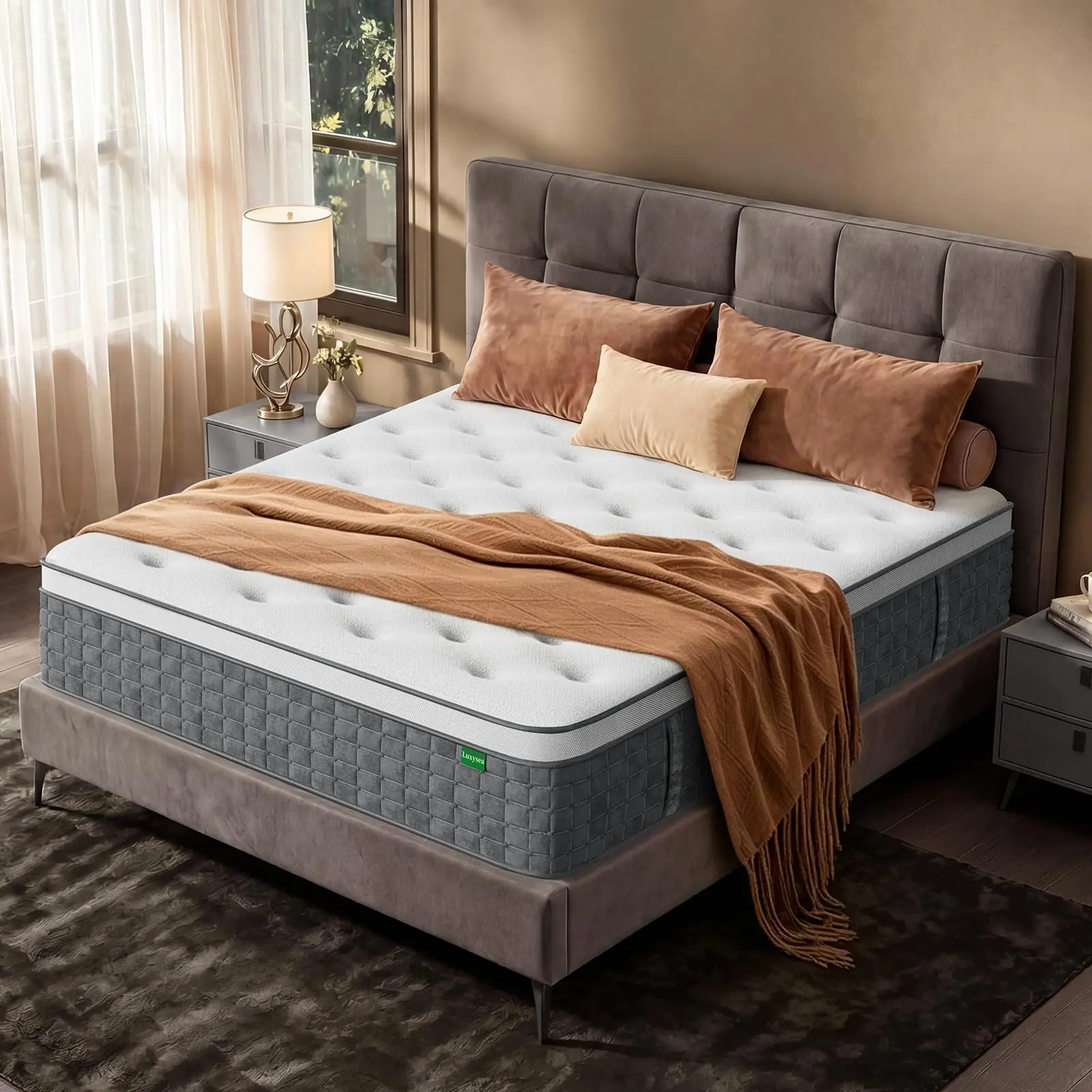 Queen Mattr 12 Inch, Medium Firm Queen Size Mattres with Cooling Gel Foam, ket Springs with 7-Zone Pain Relief, Edge