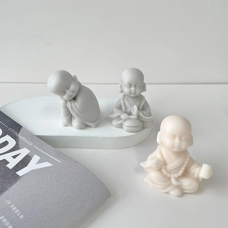 Monk Plaster Candle Making Mould Buddha Statue Crafts Decoration Silicone Mold