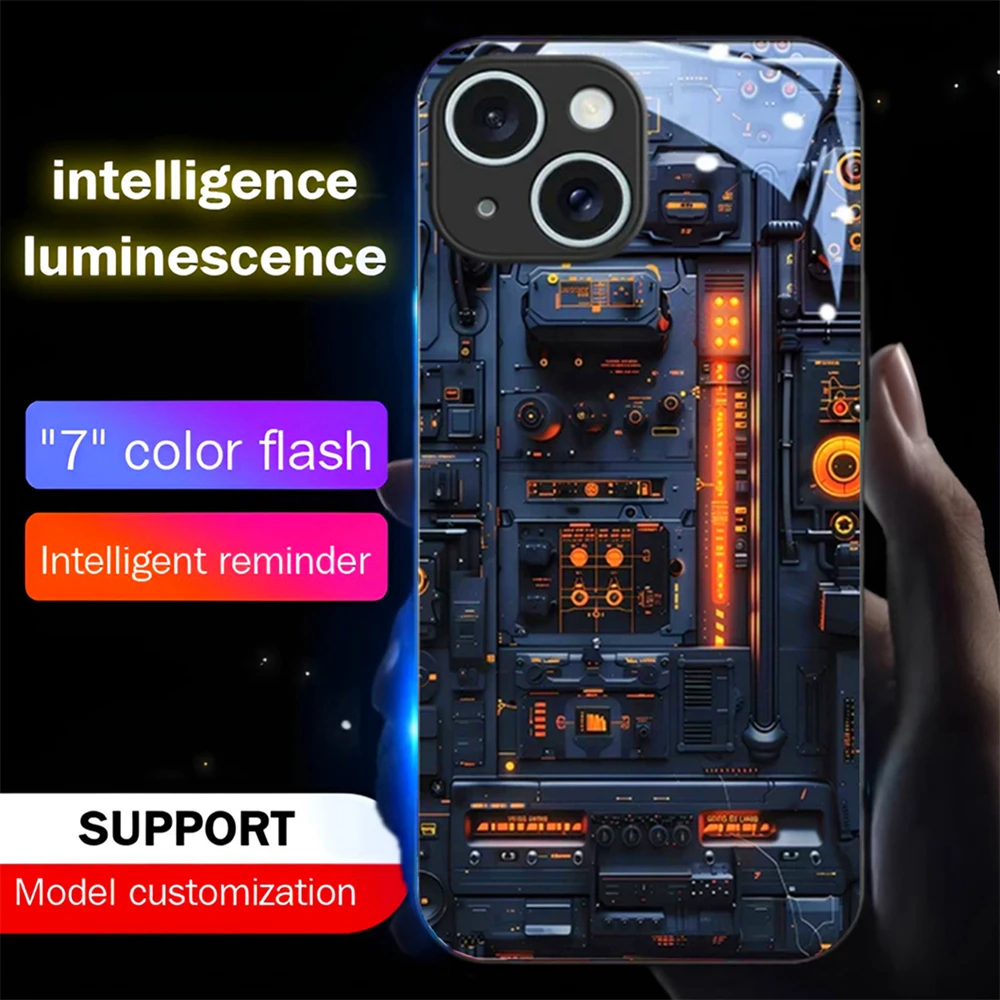 Modisches Geschenk: Leuchtende Glas-Schutzhülle mit Sound-Steuerung und LED-Blitz für iPhone Air 17 16 E 15 14 13 12 11 Pro Max Plus – Detail 11