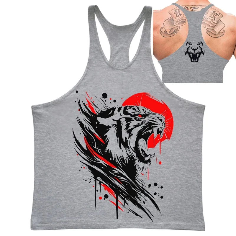 Fashion Print Men's Tank Tops Summer Quick Dry Breathable Gym Tees Y2k Casual O-neck Sleeveless Shirt Outdoor Fitness Sport Vest