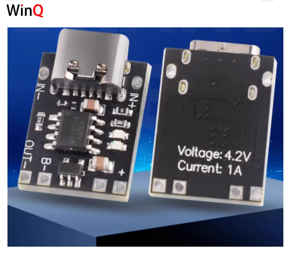 บอร์ดชาร์จแบตเตอรี่ลิเธียมไตรภาคขนาดเล็กพิเศษ, 1A, โมดูลเครื่องชาร์จ 3.7V/4.2V, อินเทอร์เฟซ Type-C พร้อมแผงป้องกัน
