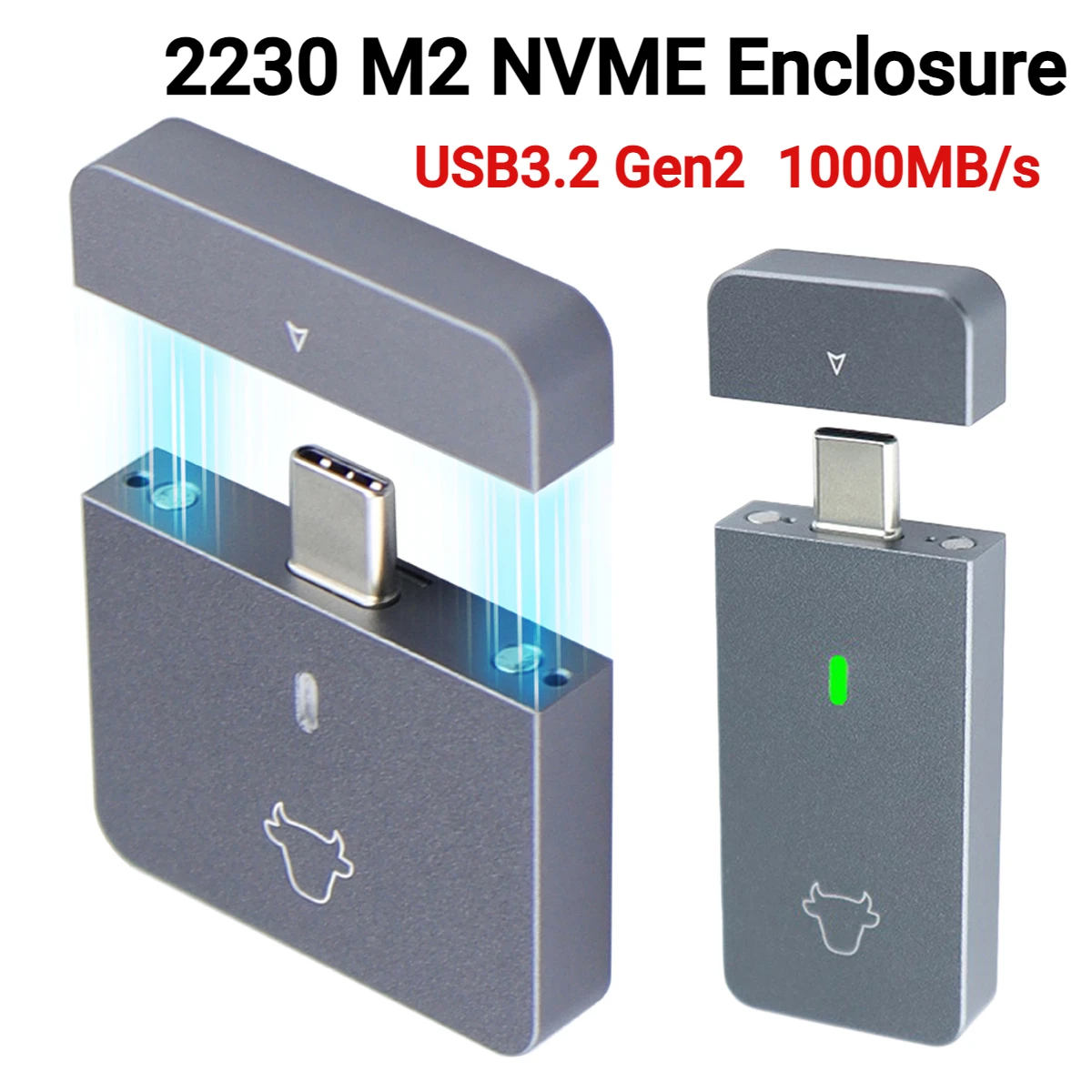 M.2 NVMe 2230 SSD Enclosure USB C Adapter 10Gbps USB3.2 Gen2 External Case Box for M2 2230 NVMe SN740/SN530 520/PM991a/BG4/BC711