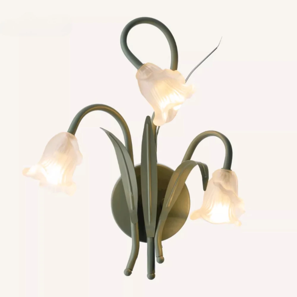 

*French pastoral cream wind bedroom bedside lamp wall lamp creative flower background wall retro living room lamp