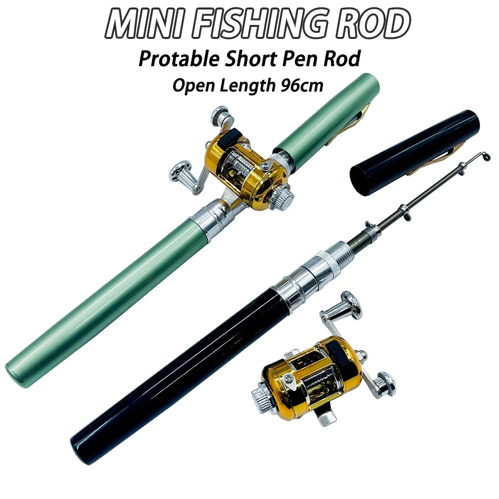 

96CM Pen-like Mini Fishing Rod Pocket Fishing Rod Outdoor Portable Aluminium Alloy Casting Pole Ultrashort Fishing Pole