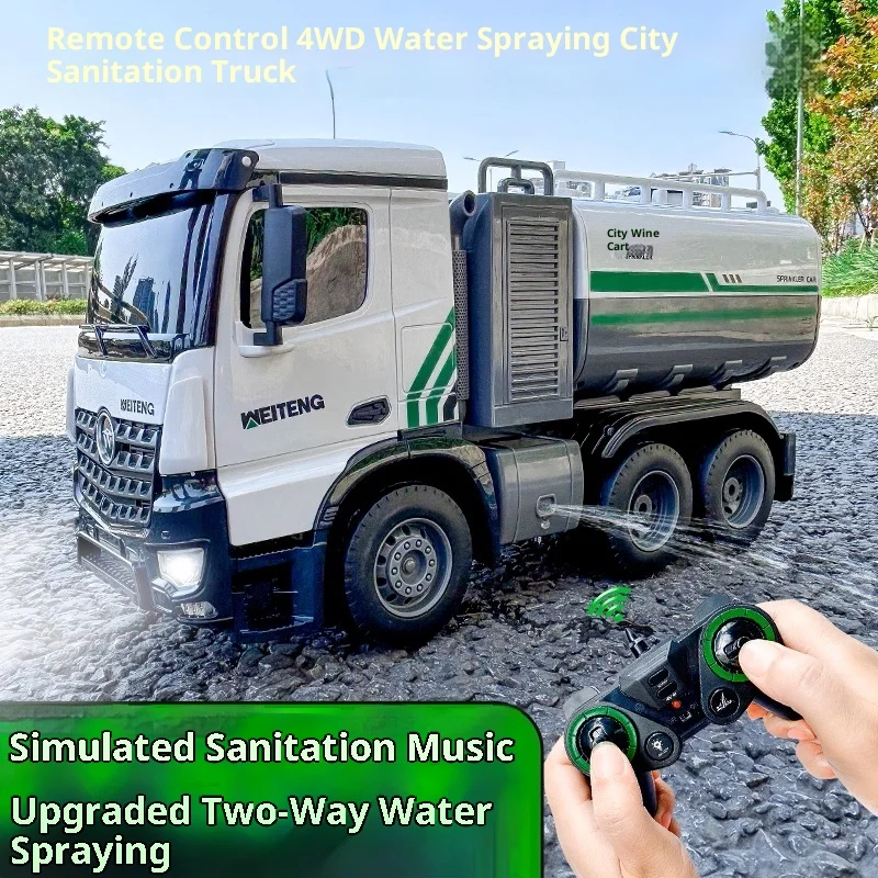 

Remote Control Toy Fire Truck that Sprays Water Music Playing Garbage Collection Vehicle Gift for Boys Model RC Car