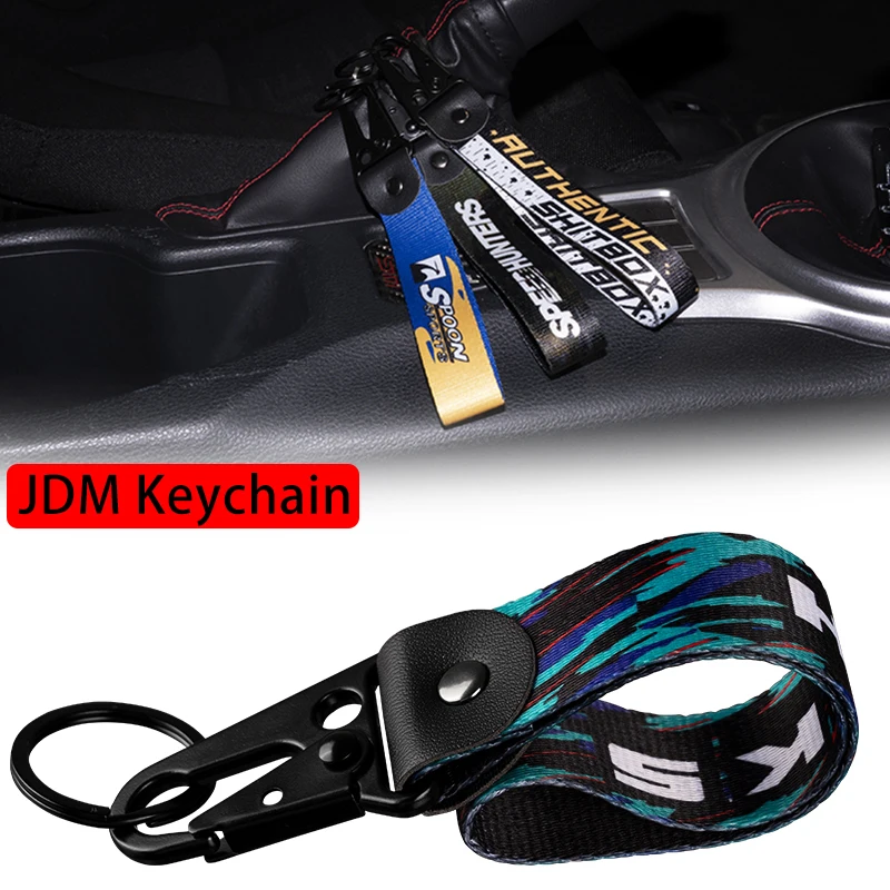 

1PCS JDM Style Key Tag Racing Car Motorcycle Keychain Ring Car Lanyard Key Strap Car Accessories For Fake Taxi HKS Keychain