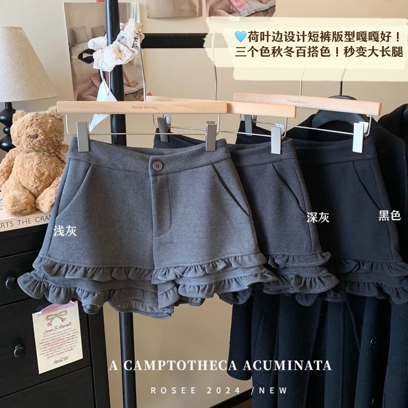 

Женские черные, серые Y2K осенне-зимние короткие брюки, милые повседневные сексуальные ретро-шорты в стиле Харадзюку 2000-х годов, дизайнерская одежда, короткие шорты 2025