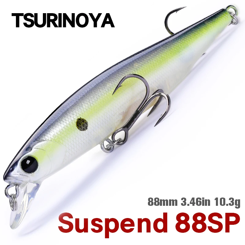 TSURINOYA Suspending Minnow Fishing Lure DW76 88mm 88SP 10.3g Long Casting Lure Pike Bass Jerkbait Tackle Artificial Hard Lure