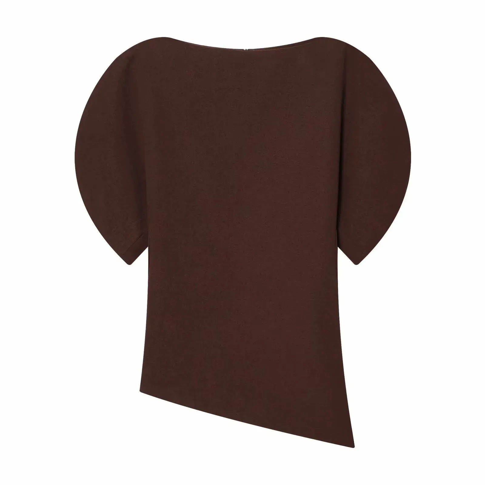 Damen Mode Asymmetrisches Design T-Shirt Einfarbig mit Puffärmeln O-Ausschnitt Retro-Top 2026 Trendiger High-Street-Stil Schicke Oberteile – Detail 10