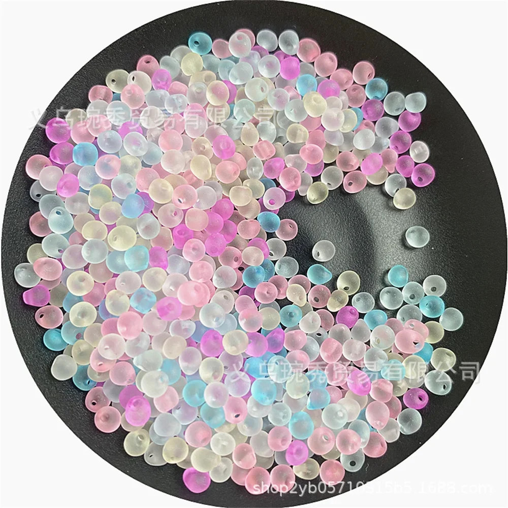 Perles de verre de gouttelette d'eau de noyau de colorant conviviale ré irisé, perle faite à la main de bricolage, boucles d'oreilles de haute qualité, accessoires de cheveux, matériel, 3.4mm