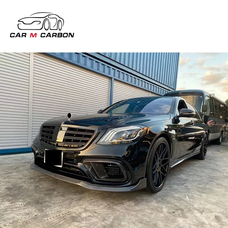 

STLFS -class W222 B700 Style CF Car Front Lips 2018y~2020y Carbon Fiber Front Chin Anterior Lip for S Class W222 B700 Style