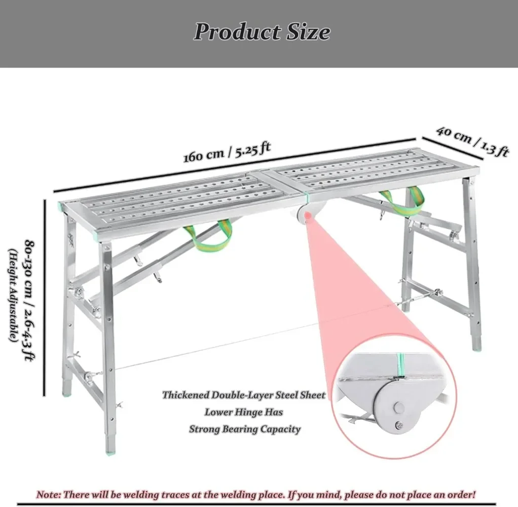 Scaffolding Equipment, Step Ladders, Portable Multipurpose Folding Scaffolding Work Platform Scaffold Tower Ladder Stool Bench