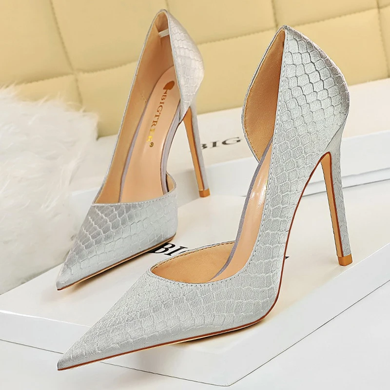 BIGTREE Shoes New Snake Pattern Women Pumps Sexy High Heels Party Shoes Stiletto Heels Wedding Shoes Large Size Female Shoes