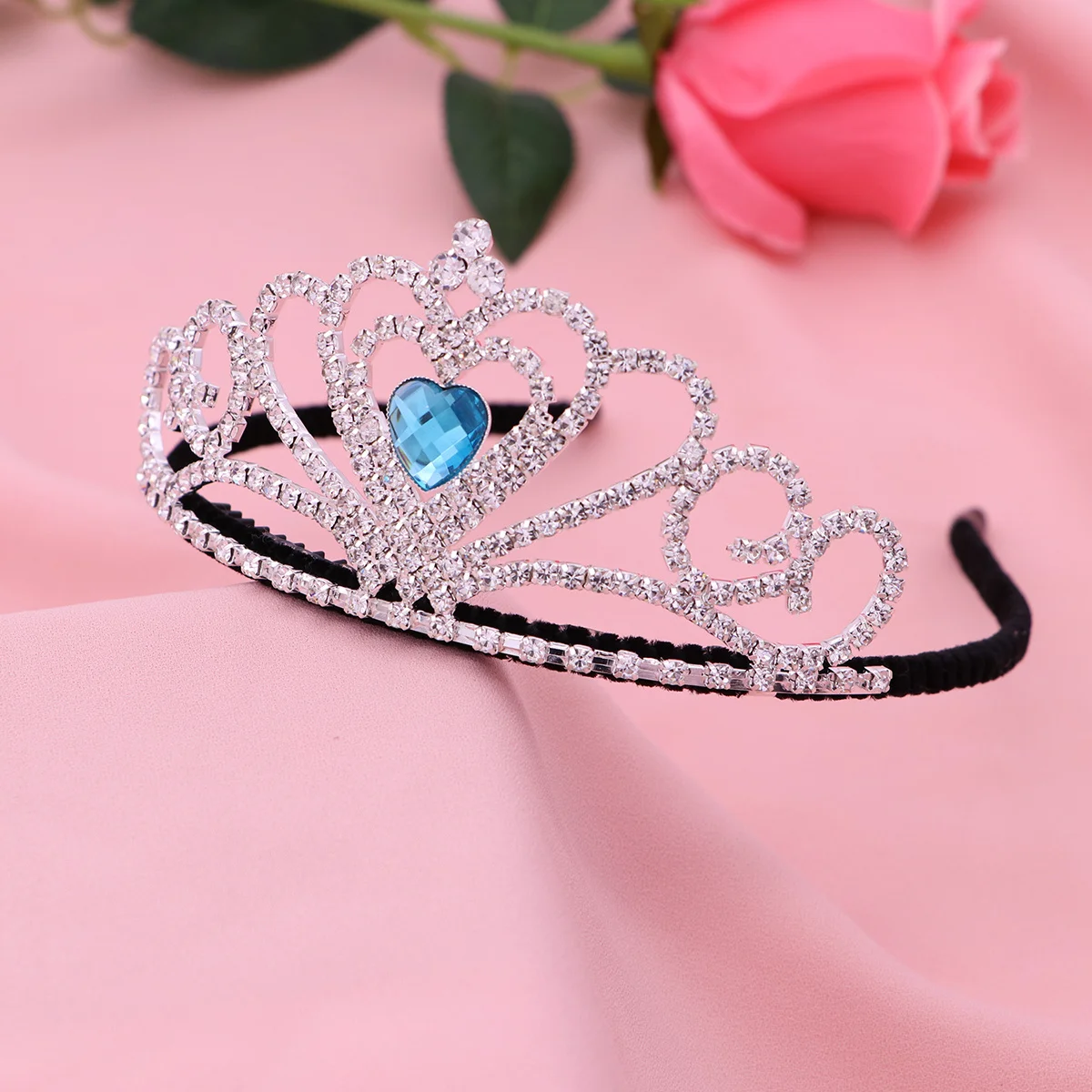 

Children Crystal Tiara Heart Style Glittering Crown Elegant Party Birthday Headband Accessories Children Tiara