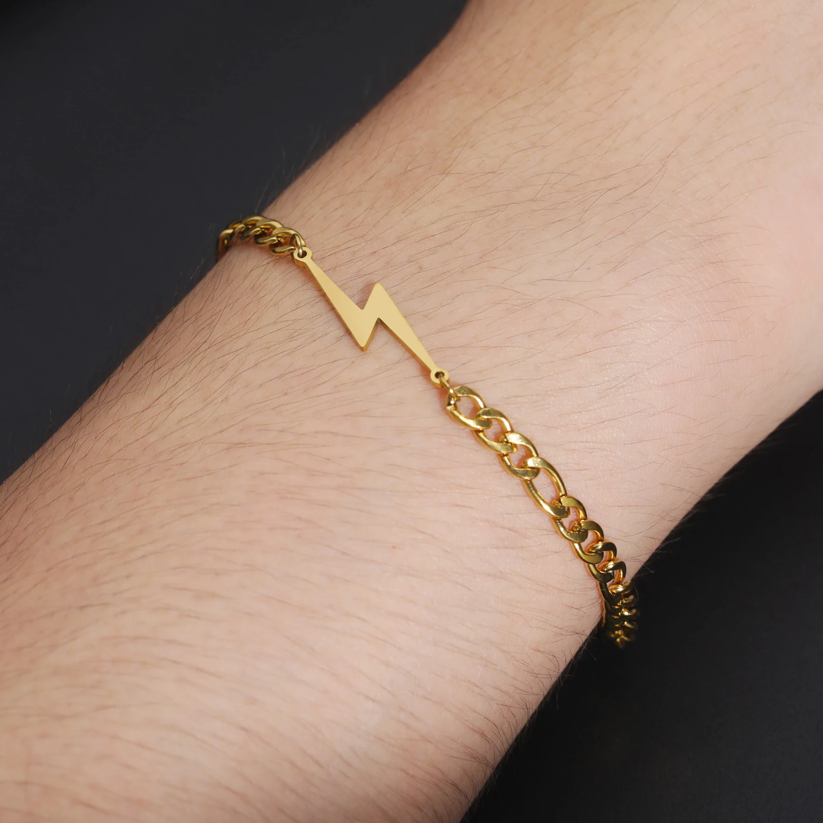 Cazador Goldfarbene Blitz-Charm-Armbänder für Damen, Edelstahl, Wachsseil-Armband, Schmuck, Geburtstagsgeschenke, 2026, trendig – Detail 17