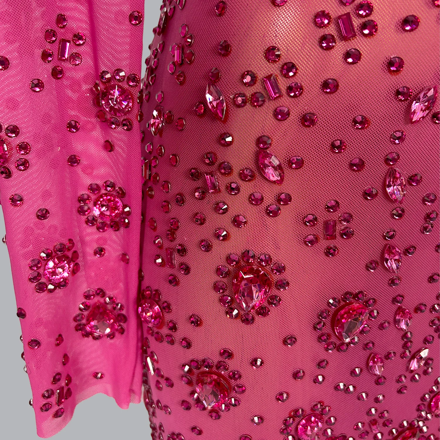 Funkelnde rosa rosa Strass steine Kristall sexy langes Kleid Frauen Abendkleid Ballsaal Kleidung Club Bühne Sänger Party Kostüm