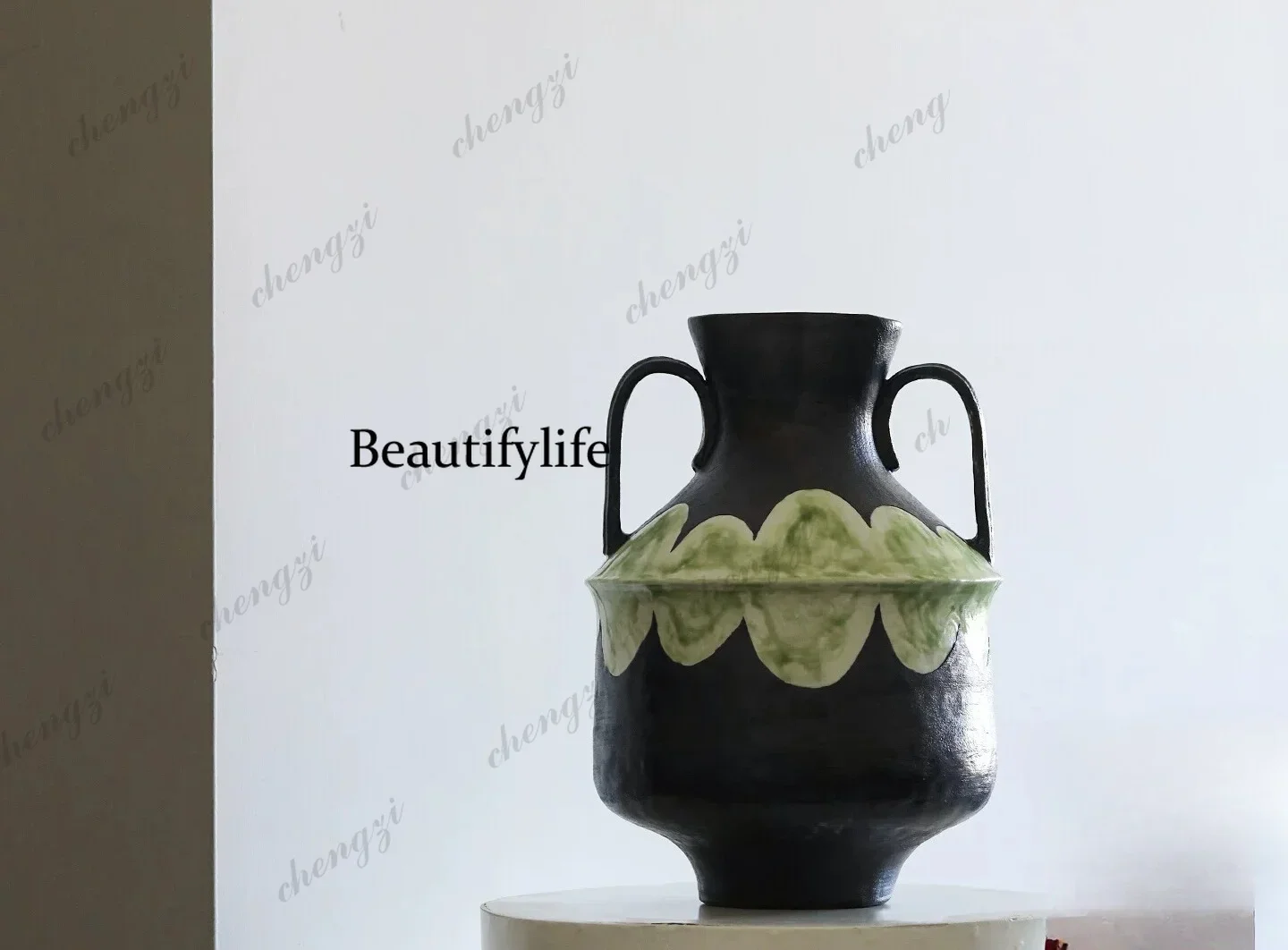 DD182Ceramics | Binaural hand-painted vase ornament, high-end art flower ware