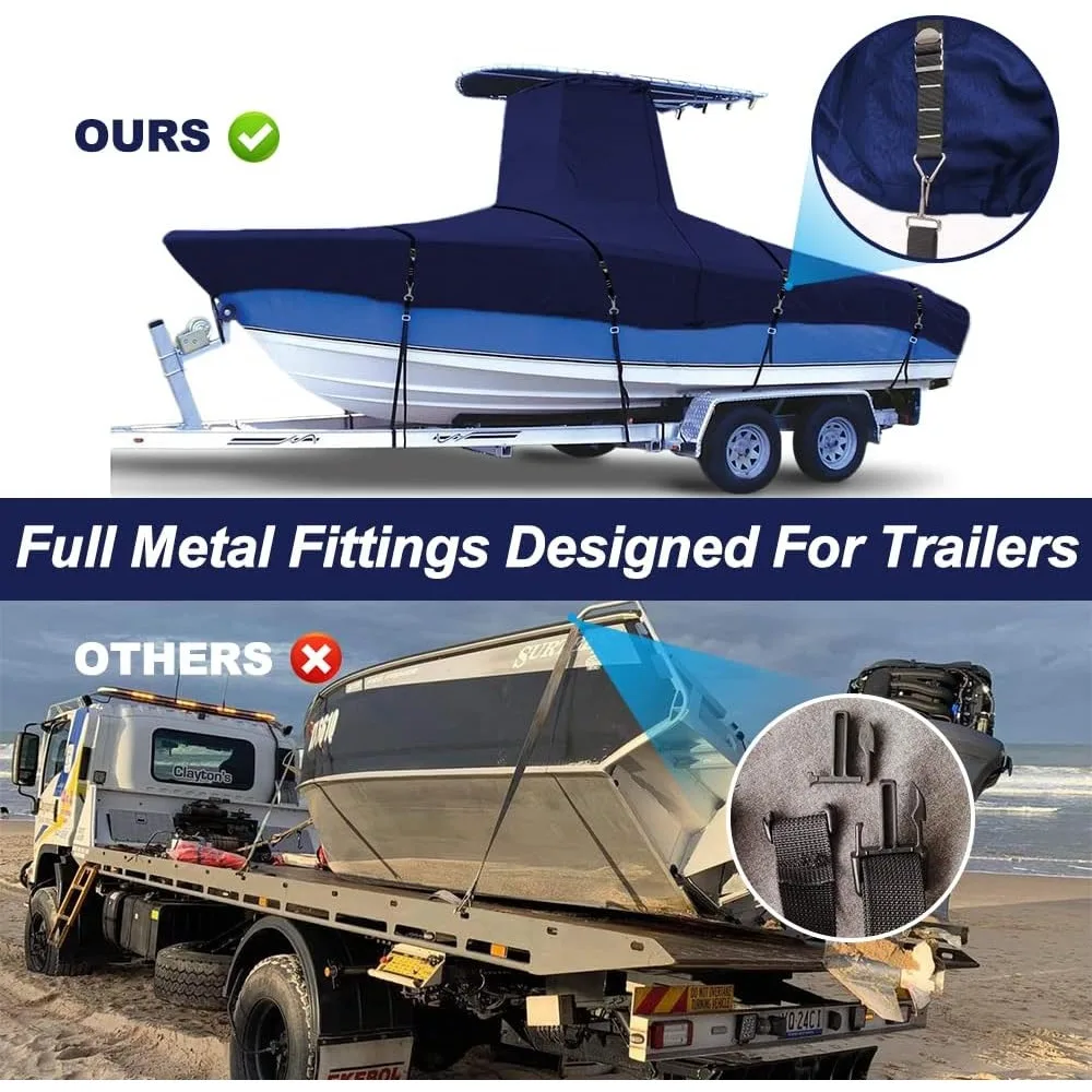 900D MarineGrade Fade and Tear Resistant Trailerable T-Top Boat Cover，Heavy-Duty Waterproof and UV-Proof TTOP Boat Storage Cover
