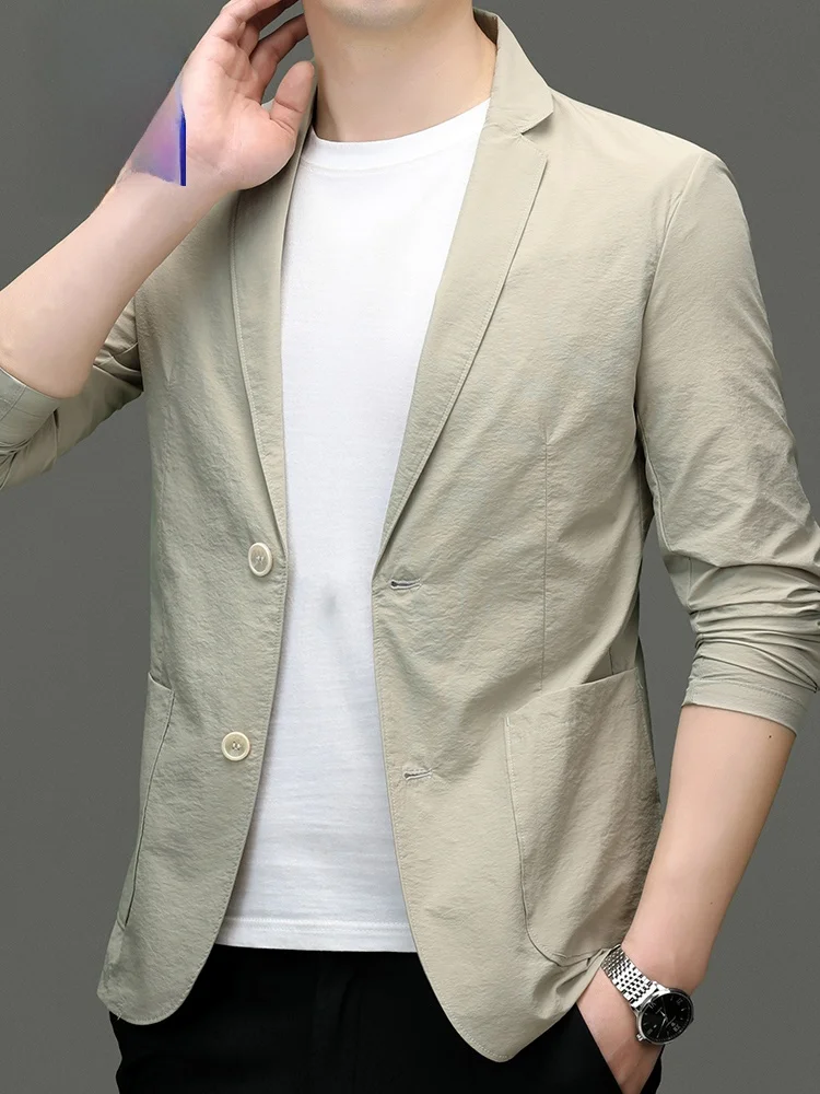 

Мужской костюм Rn Slim Fit: тонкий, однослойный, деловой, стильный, весна-лето, смесь полиэстера и хлопка