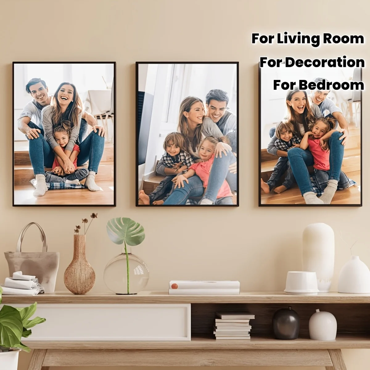 Custom 3-Piece Canvas Print Set—Personalize with Your Own Designs or Photos; an Ideal Choice for Home Décor or as a Gift for Fri