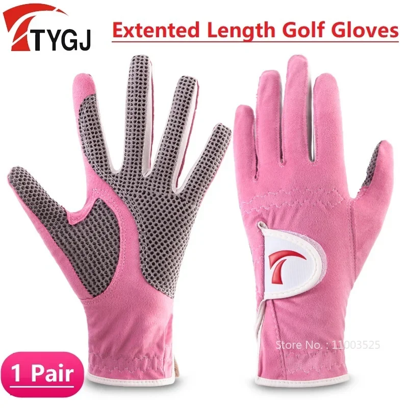 

TTYGJ 1 пара перчаток для гольфа, женские противоскользящие перчатки для левой и правой руки, спортивные варежки расширенной длины, носимые мягкие перчатки для гольфа