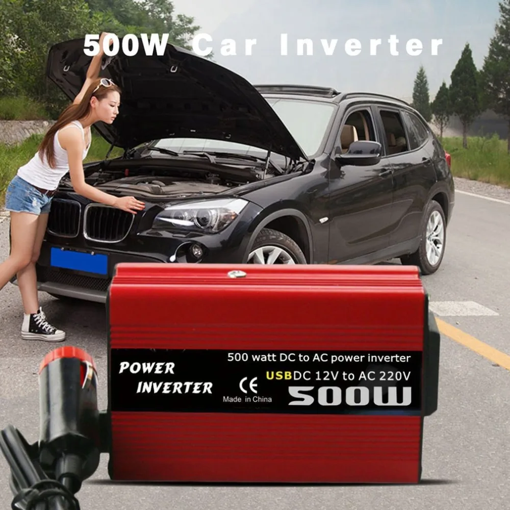 500W DC to AC Power Converter DC 12V to 110V 220V AC Car Inverter Automatic Transformer With Dual USB Car Adapter Dropshipping