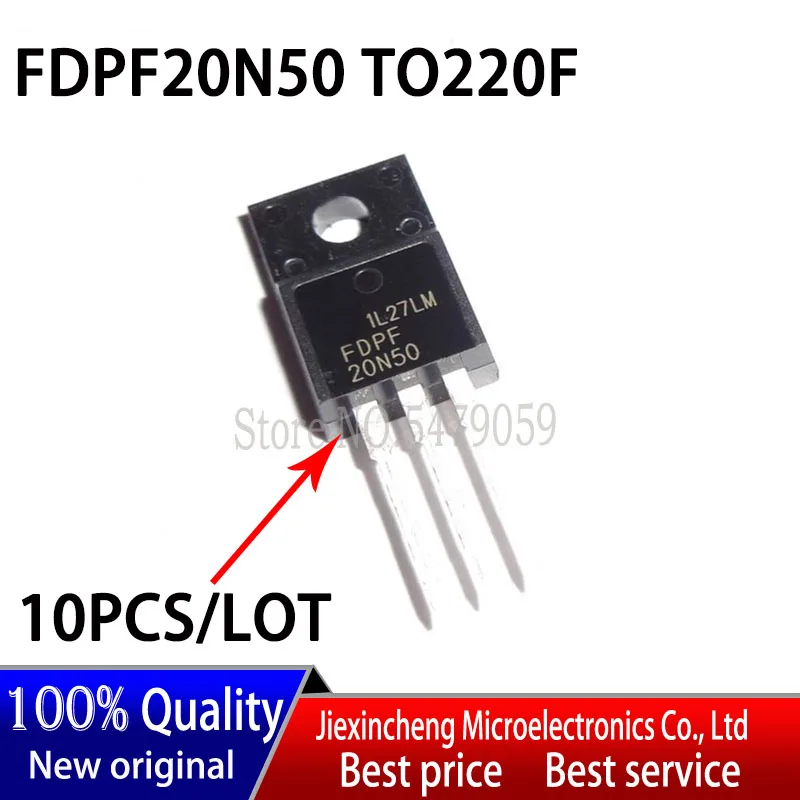 New original  10PCS FDPF20N50 20N50 20A 500V TO-220F MOSFET Transistor