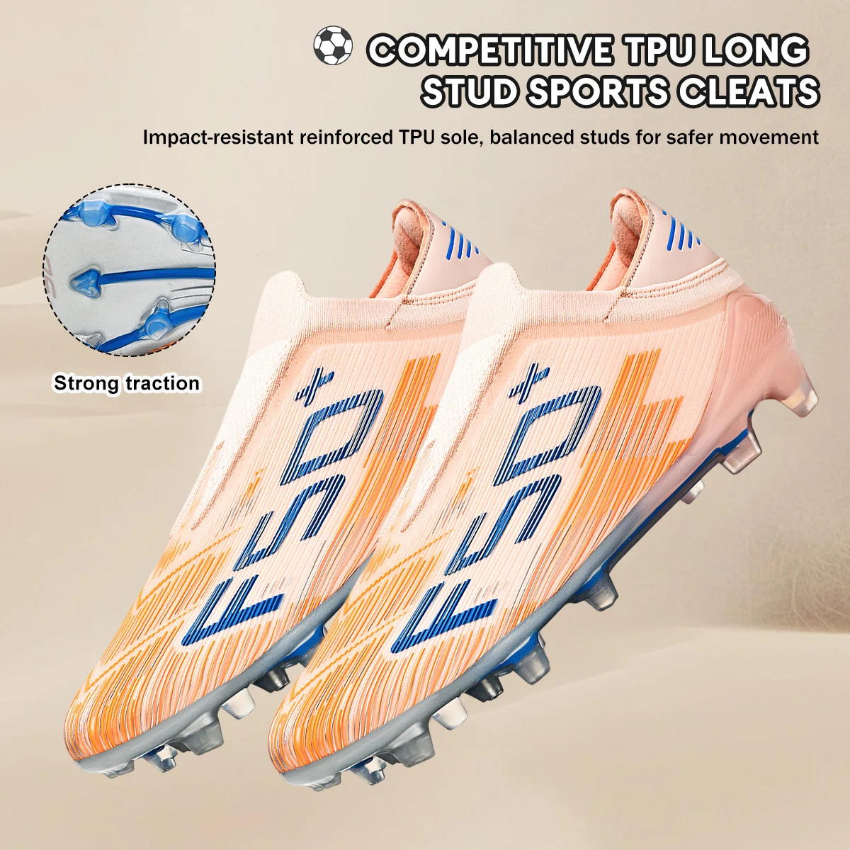 Shock Cushion AG FG Football Boots Thick Soft PU Textile TPU Outsole Reduce Foot Fatigue For Long-time Natural Grass Training