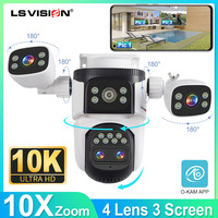 LS VISION Three screens Home Surveillance Cameras wi fi Surveillance Camera Outdoor 10k 20mp Surveillance Cam Full Color Night