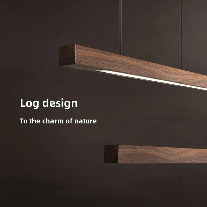 Wooden light strip pendant light luxurious modern simple solid wood bar counter office desk dining table pendant light