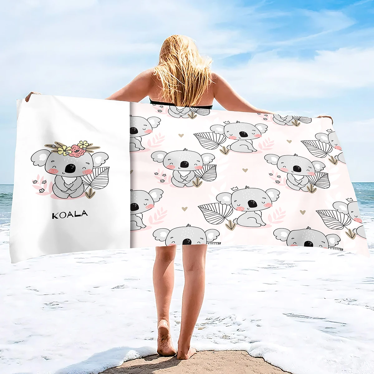 Cartoon Koala Beach Towel Microfiber Kawaii Wild Aniaml Bath Towels Quick Dry Swim Pool Towels Gym Poolside Sunbed Throw Blanket